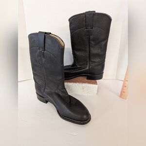 Justin Boots BlackTan Leather Roper Style Boots Size 6